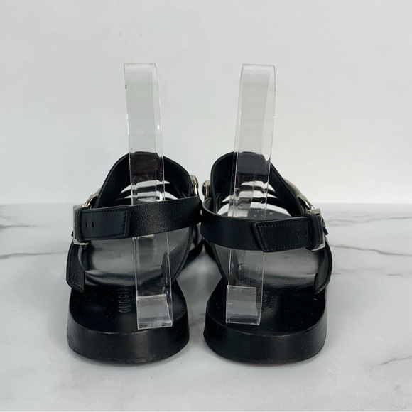 GUCCI Juliette Black Leather Horsebit Open Toe Flat Strappy Summer Sandals 38.5 - Picture 10 of 13